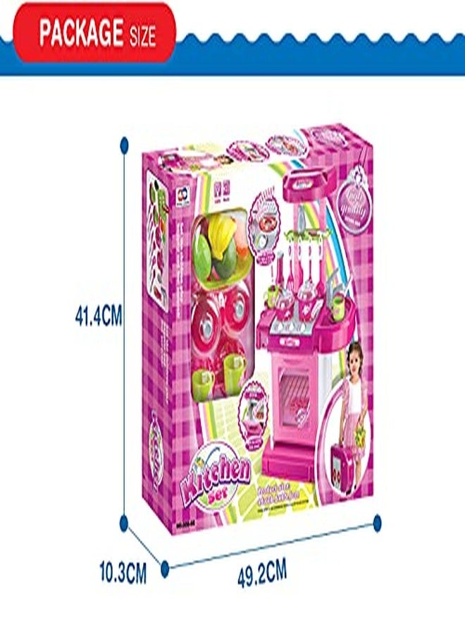 Goodmarts Kitchen-008 Play Set with Realistic Lights and Sounds, Play Sink with Running Water for Kids 58 Pcs (Pink) (GM-KTS-39) - Image 5